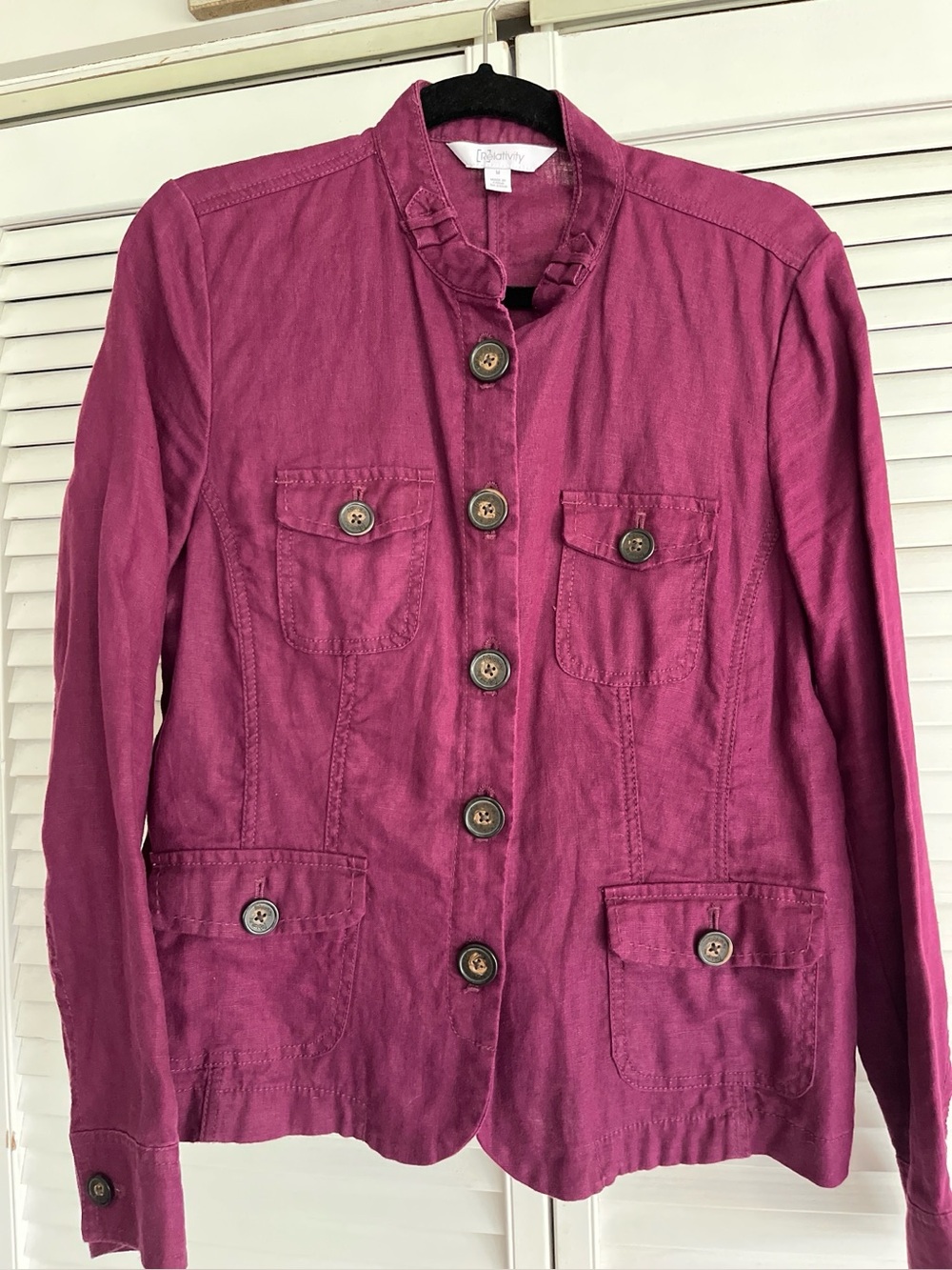 Women's Raspberry Button-Front Utility Jacket